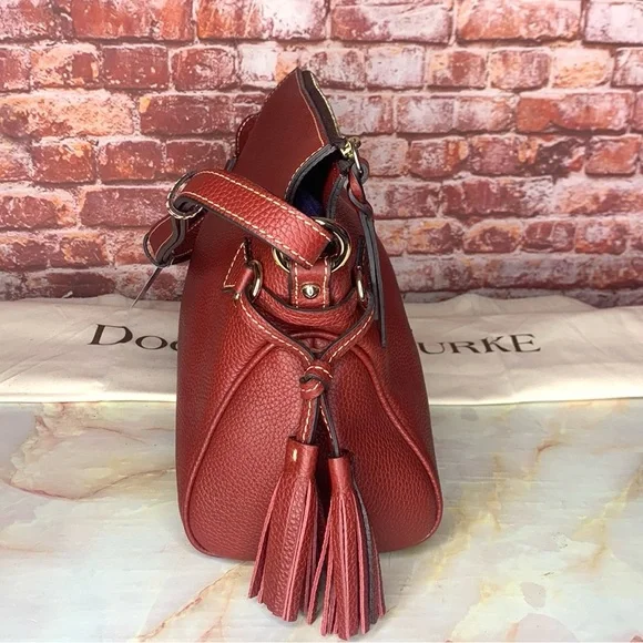 Dooney & Bourke Wine Red Pebbled Tassel Shoulder Bag